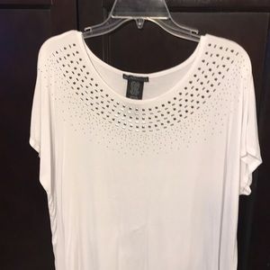 White short sleeve shirt, silver embellishments